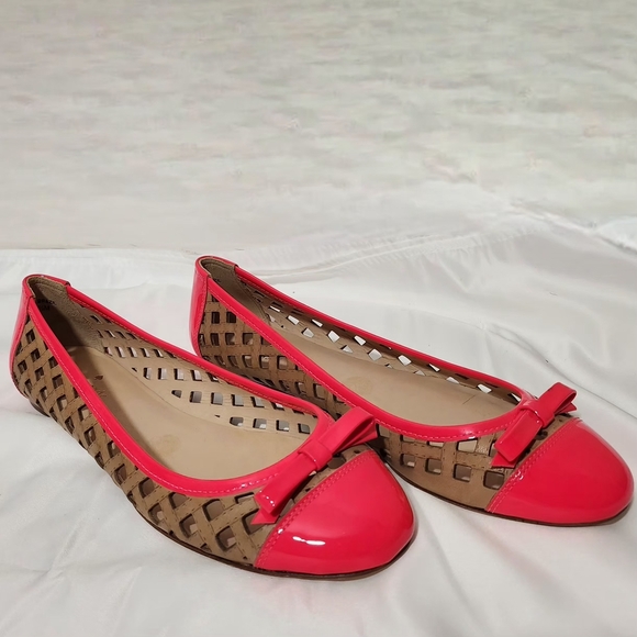Kate Spade New York Coral Pink Basket Woven Perfforated Lattice Ballet Flats 9.5 - Picture 1 of 6
